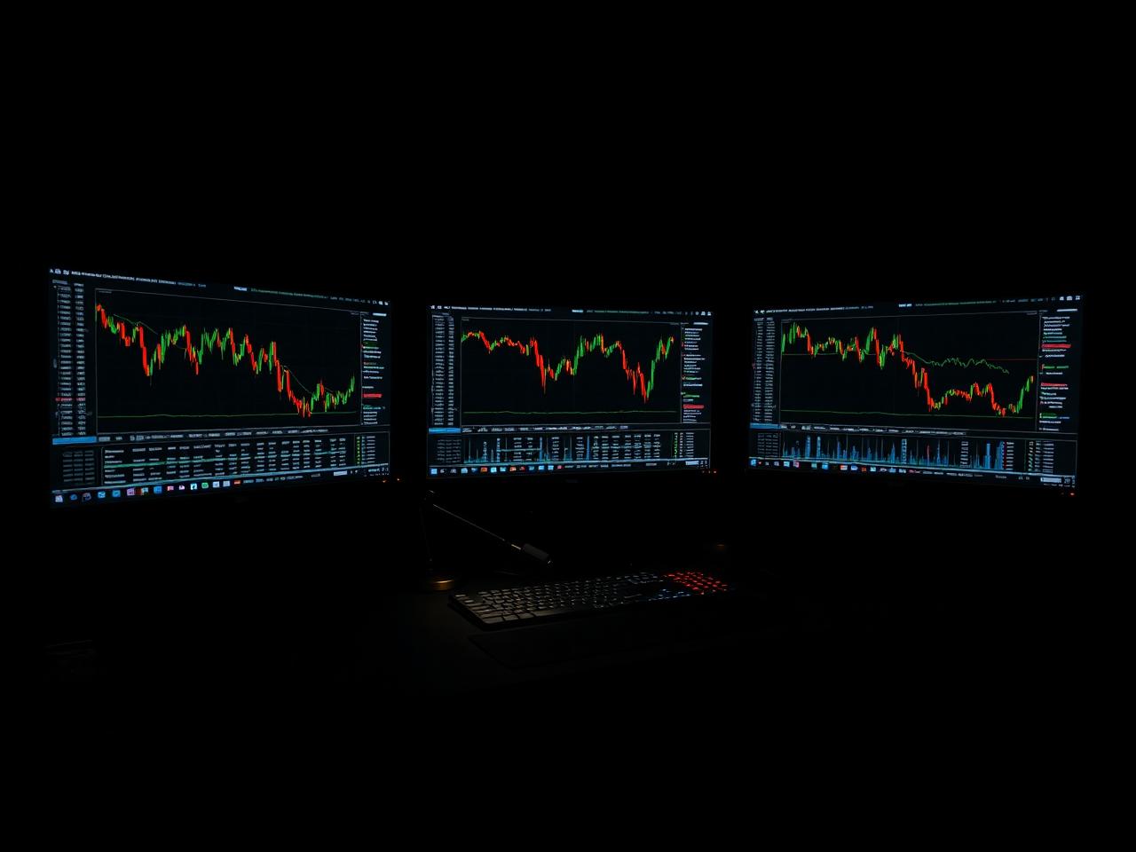 Dark multi-monitor futures trading workstation